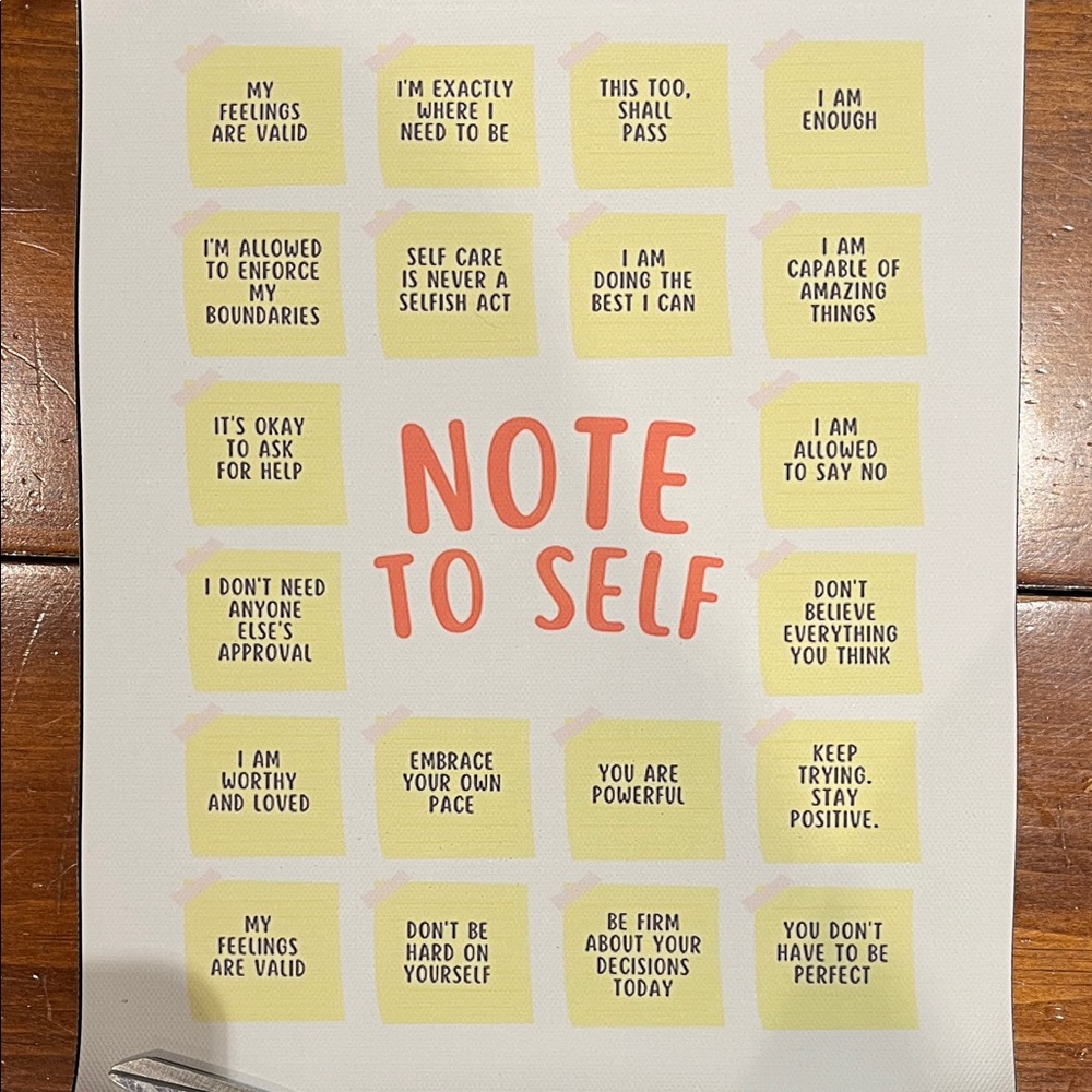 NWT Inspirational Note to Self Art Print - Multicolor